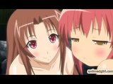 Busty hentai hot riding dick in front of her friends