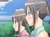 Two anime cuties licking a dick