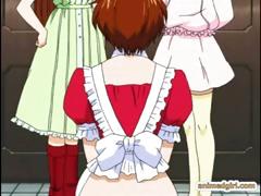 Bondage Hentai Maid Dildoed And Threesome Strapon Fucked