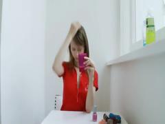 Blue Vibrator In Tight Bum