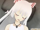 3D hentai sucking shemale anime cock
