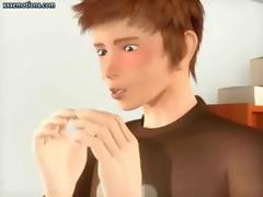 3d-animated Brunette In Pigtails Blowing A Dick And Getting A Facial And Then Getting Vibed