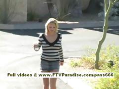 Svetlana Cute Blonde Girl Drinks Cofee