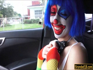 Frown clown Mikayla got free cum on mouth