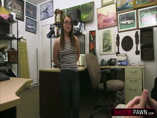 Petite and horny college chick trades sex from Shawn in his office 2
