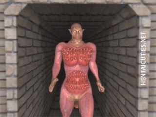 3D hentai slave in tentacles gives head 4