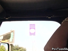 Pov Teen Gives Driver Blowjob
