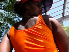 Sporty Dark Chick Gets Fucked Outdoors After Playing Golf