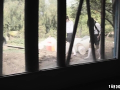 Homeless Man Feverishly Fucks Teen Pussies
