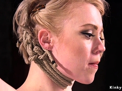 Blonde Slut In Rope Hogtie Suspension Vibed