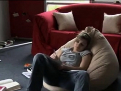 Young Blonde Hot Chick Masturbates In The Living Room