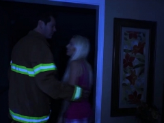 Lovely Brunette Babe Gets Pussy Banged By Horny Fireman