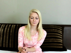 Cute Demure Blonde Munching On Cock