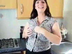 Big Breasted British Girl Cums In Kitchen