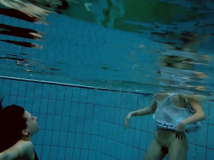 Two Hot Lesbians In The Pool