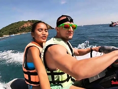 Asian Girlfriend Gives A Blowjob In Public On A Jetski