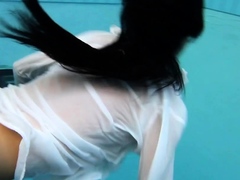 Underwater Swimming Stripping Babe Zhanetta