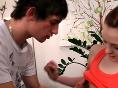 Dilettante Teen With Perky Tits Copulates A Huge White Dick