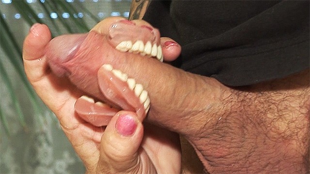Toothless Blowbang with 74 Years old Mom