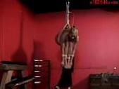 Busty Girl Hanging In Bondage Buttplug Mouthgag Whipped Fucked With Dildo Stimulated With Vibrator Spanked By Mistress