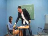 Sexy little teen sucks and fucks her teacher to make sure she gets an A