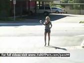 Stunning blonde flashing