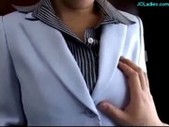 Busty office lady getting her pussy rubbed giving blowjob cu