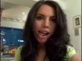 Cute brunnet sucks banana then real cock and rides on it til