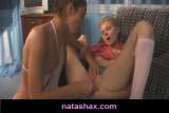 Natasha Shy toying her teen girlfriend with a dildo in 