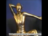 Blonde babe in golden spandex (clip)