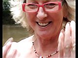 Adorable British granny entertains you.