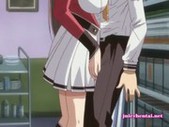 Two busty anime babes enjoying a hard cock
