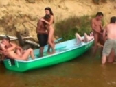 Teen Students On Boat Hardcore Group Action
