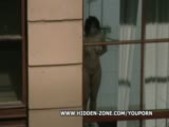 Nice blonde takes a shower after the pool