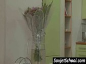 Sexy blonde teen gets ass licked in kitchen
