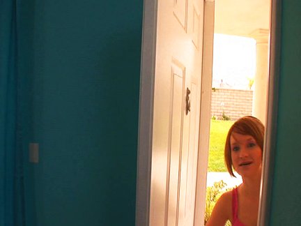 Brunette teen loves black dick from behind